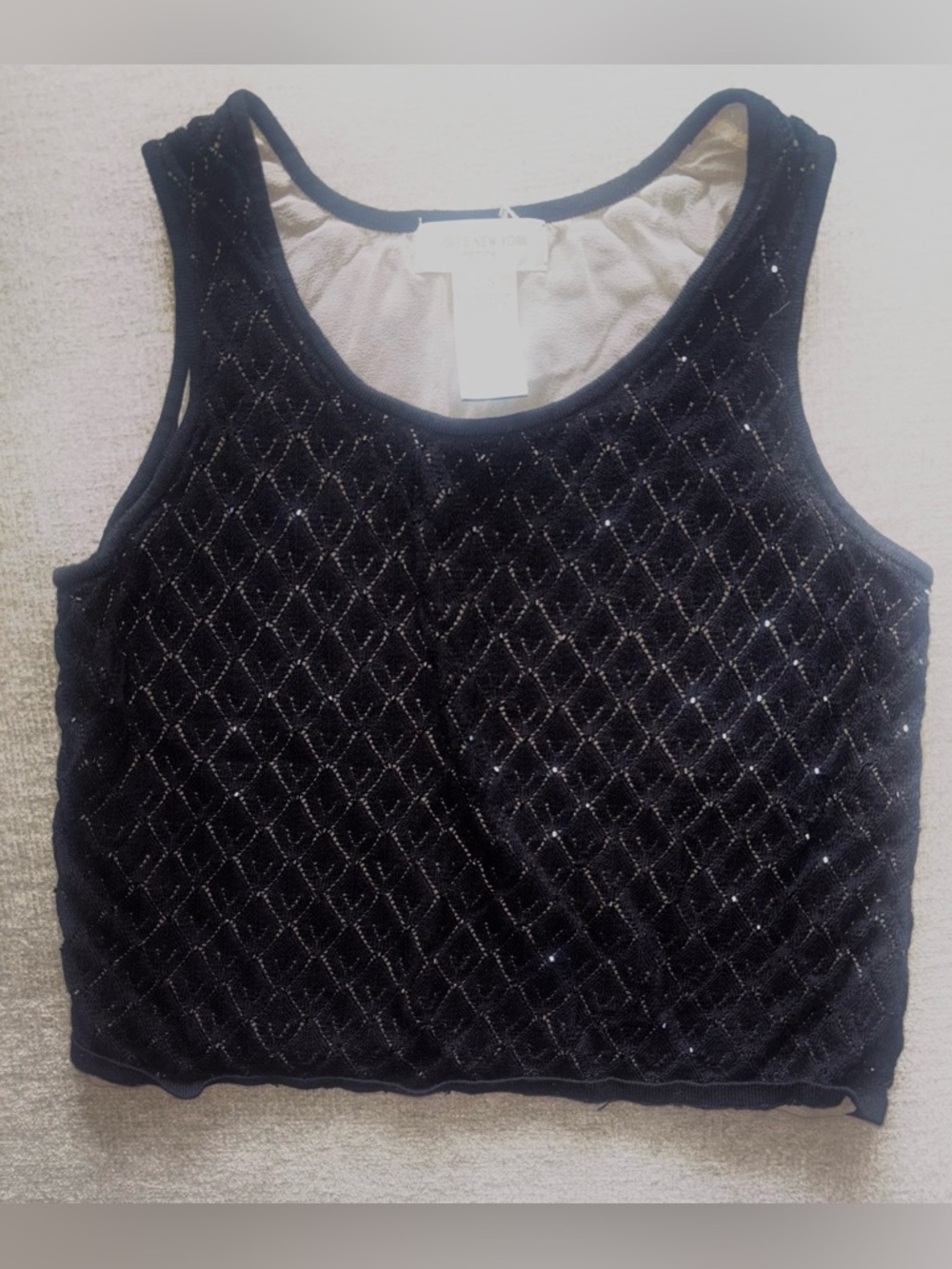 Beaded Black Petite Top | Jones New York P/S Lined Sparkle Evening Blouse